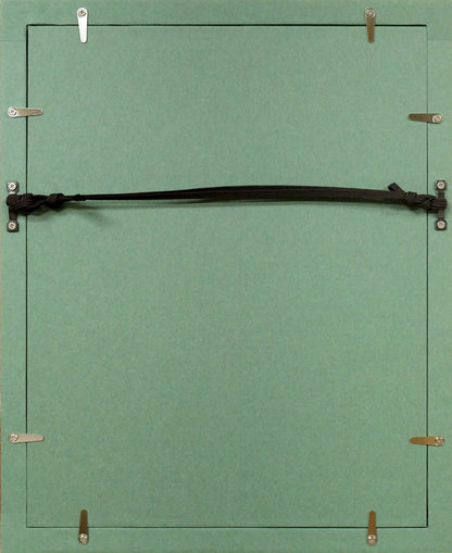竹久夢二「窓辺の蘭（明治43年「花の巻」より）」木版画　額縁裏側画像