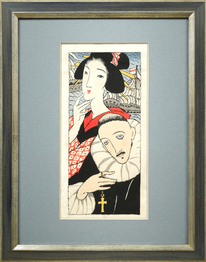 竹久夢二「麻利耶観音」木版画