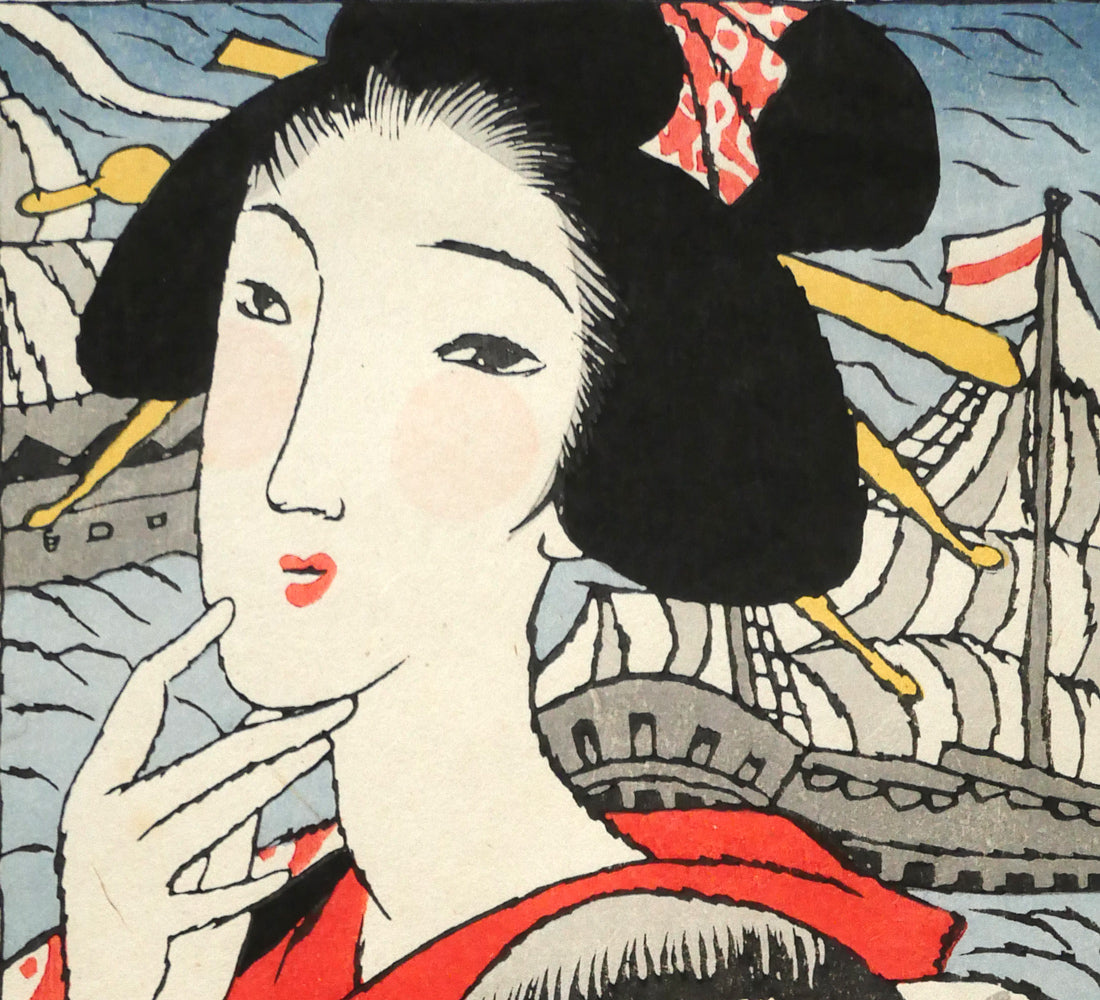 竹久夢二「麻利耶観音」木版画　拡大画像1