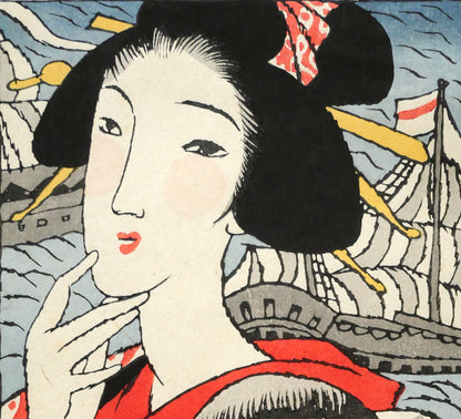 竹久夢二「麻利耶観音」木版画　拡大画像1
