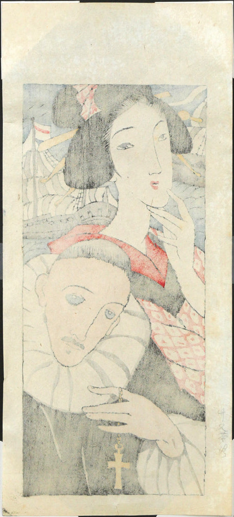 竹久夢二「麻利耶観音」木版画　作品シート裏側画像
