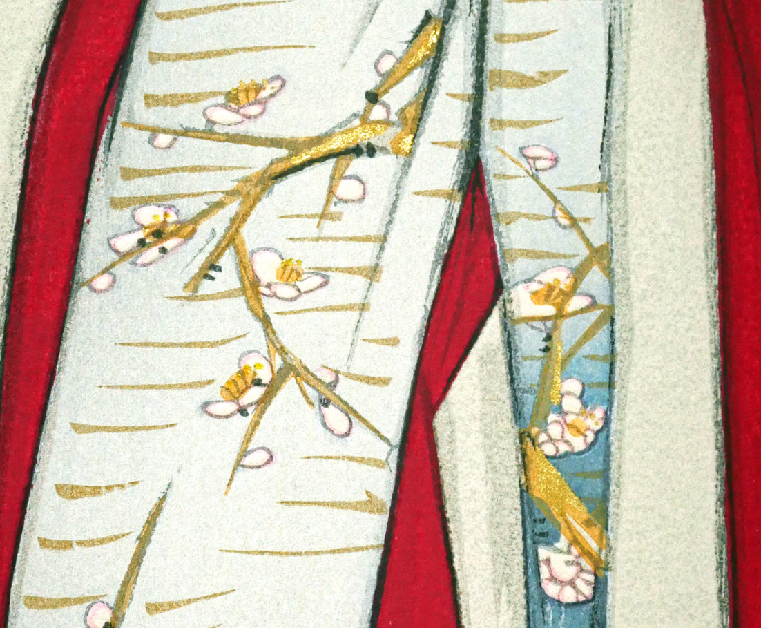 竹久夢二「立田姫」木版画　拡大画像5