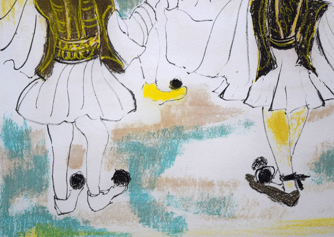 竹岡羊子「ギリシアの踊り」リトグラフに手彩色　拡大画像3
