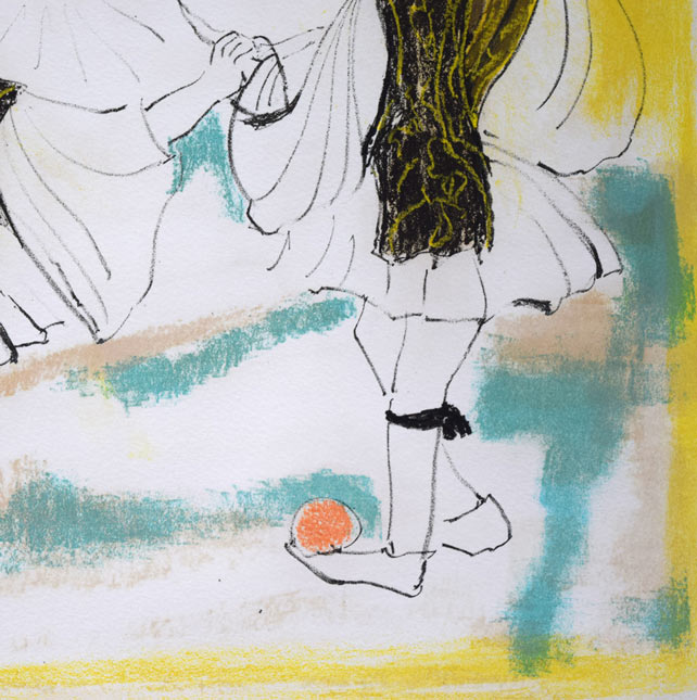 竹岡羊子「ギリシアの踊り」リトグラフに手彩色　拡大画像4