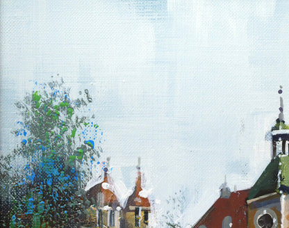竹内敏彦「レーゲンスブルク（ドイツ風景）」油絵・F3号　拡大画像1