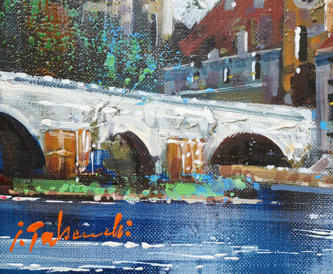 竹内敏彦「レーゲンスブルク（ドイツ風景）」油絵・F3号　拡大画像3