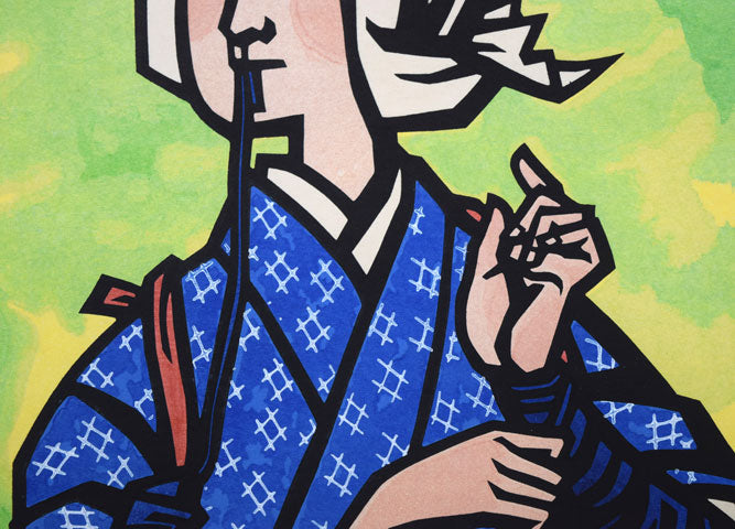 滝平二郎「茶摘」木版画　拡大画像2