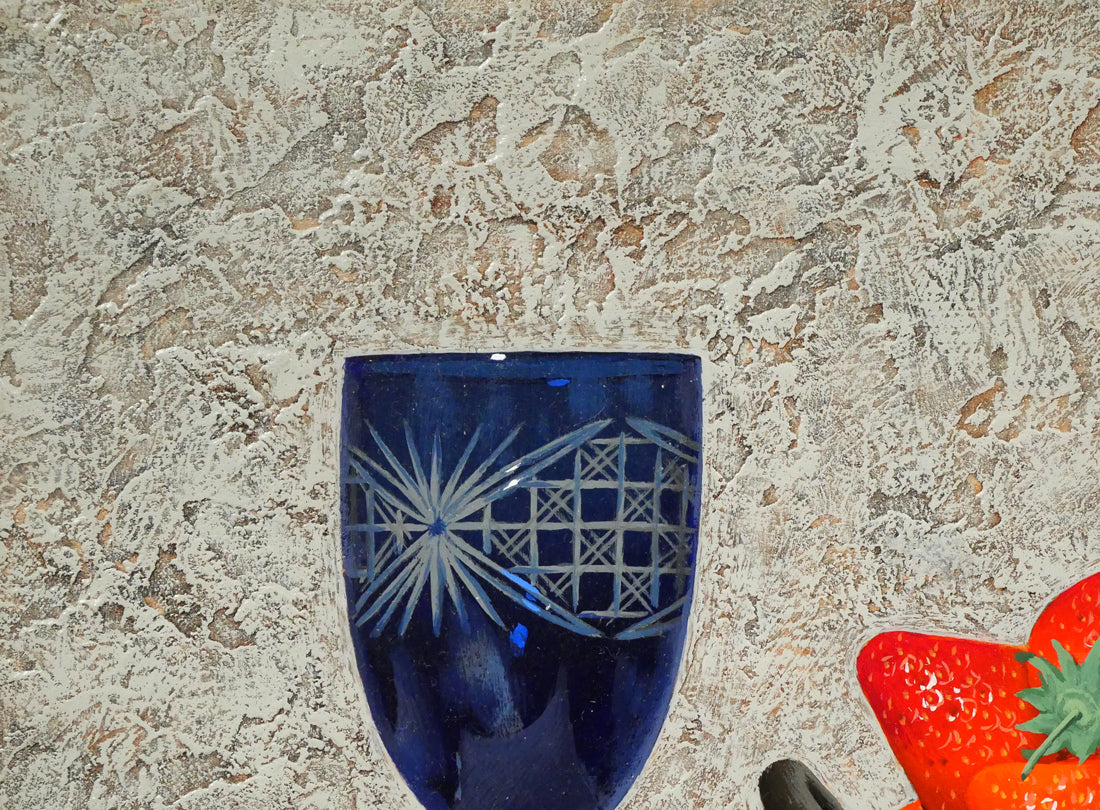 滝沢直次「苺と桃」油絵・F4号　拡大画像1