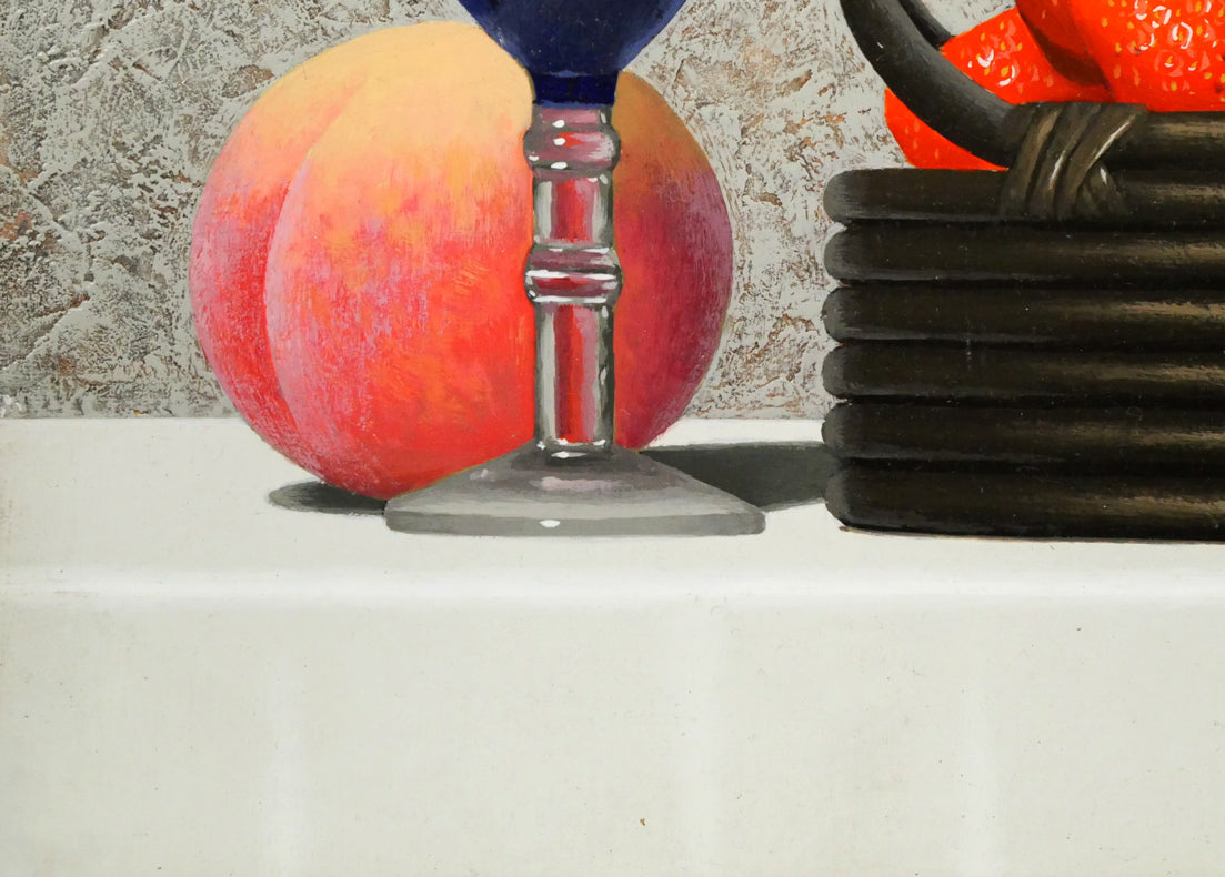 滝沢直次「苺と桃」油絵・F4号　拡大画像3