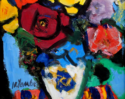 田辺三重松「薔薇」油絵・F6号　拡大画像2