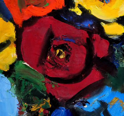 田辺三重松「薔薇」油絵・F6号　拡大画像4