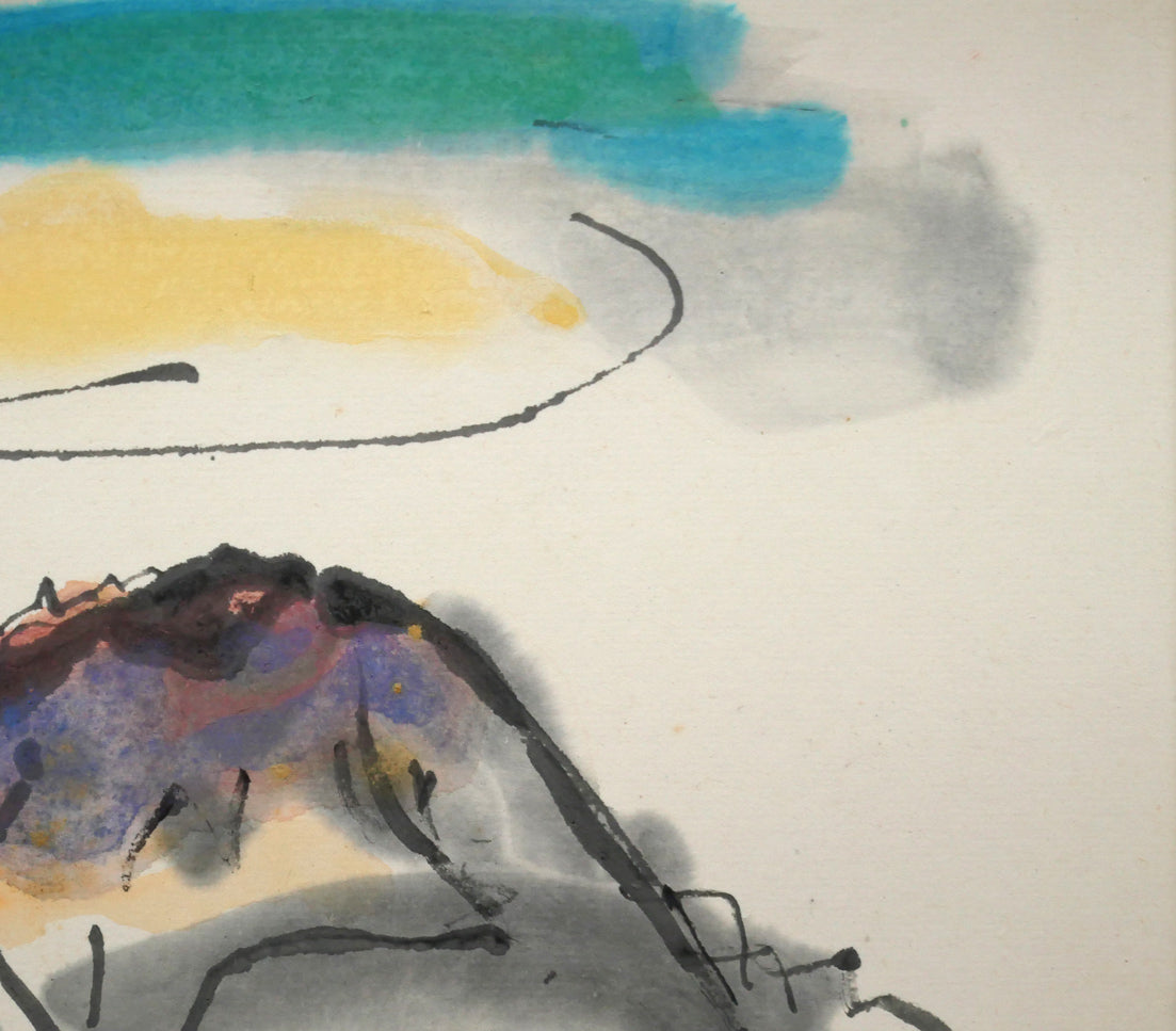 田辺三重松「恵山（函館）」水彩画　拡大画像3