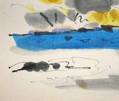 田辺三重松「恵山（函館）」水彩画　拡大画像4