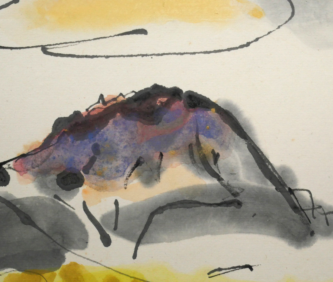 田辺三重松「恵山（函館）」水彩画　拡大画像2