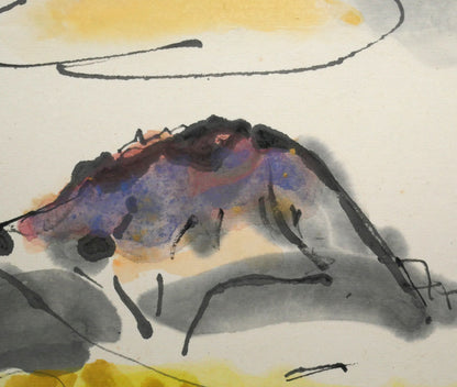 田辺三重松「恵山（函館）」水彩画　拡大画像2