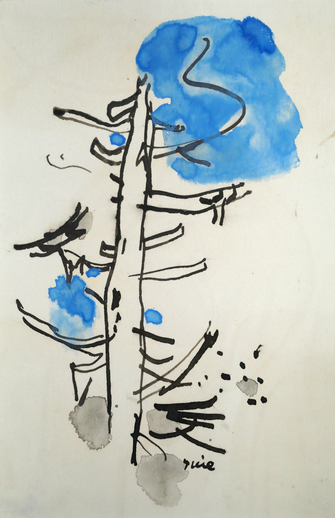 田辺三重松「木」水彩画　作品全体画像
