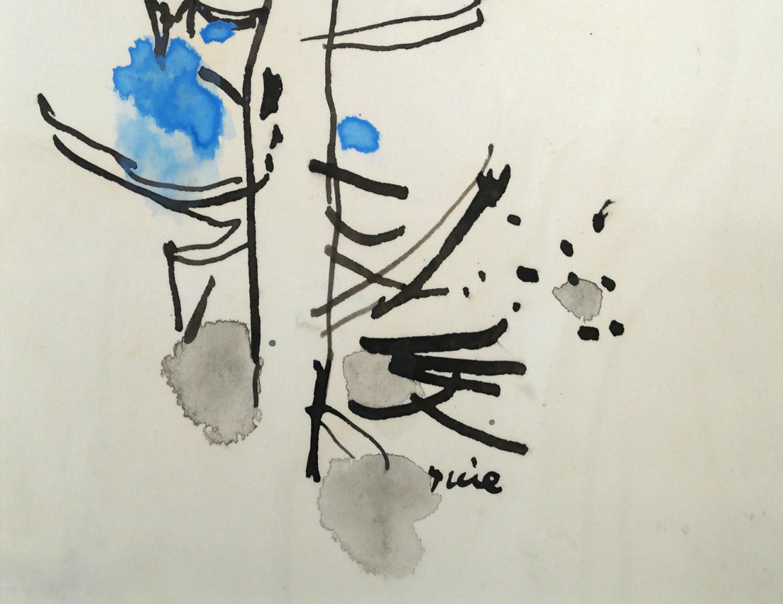 田辺三重松「木」水彩画　拡大画像2