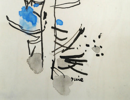 田辺三重松「木」水彩画　拡大画像2