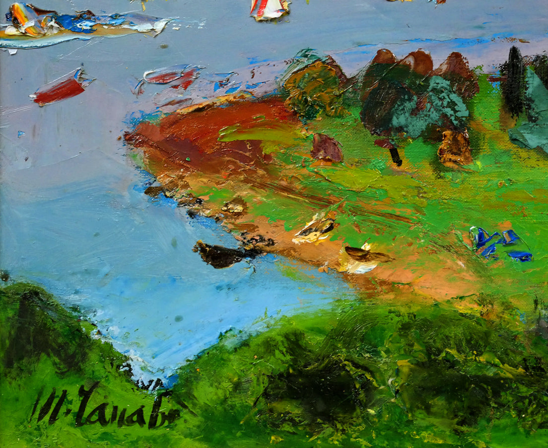 田辺三重松「野尻湖風景」油絵・F8号　拡大画像3