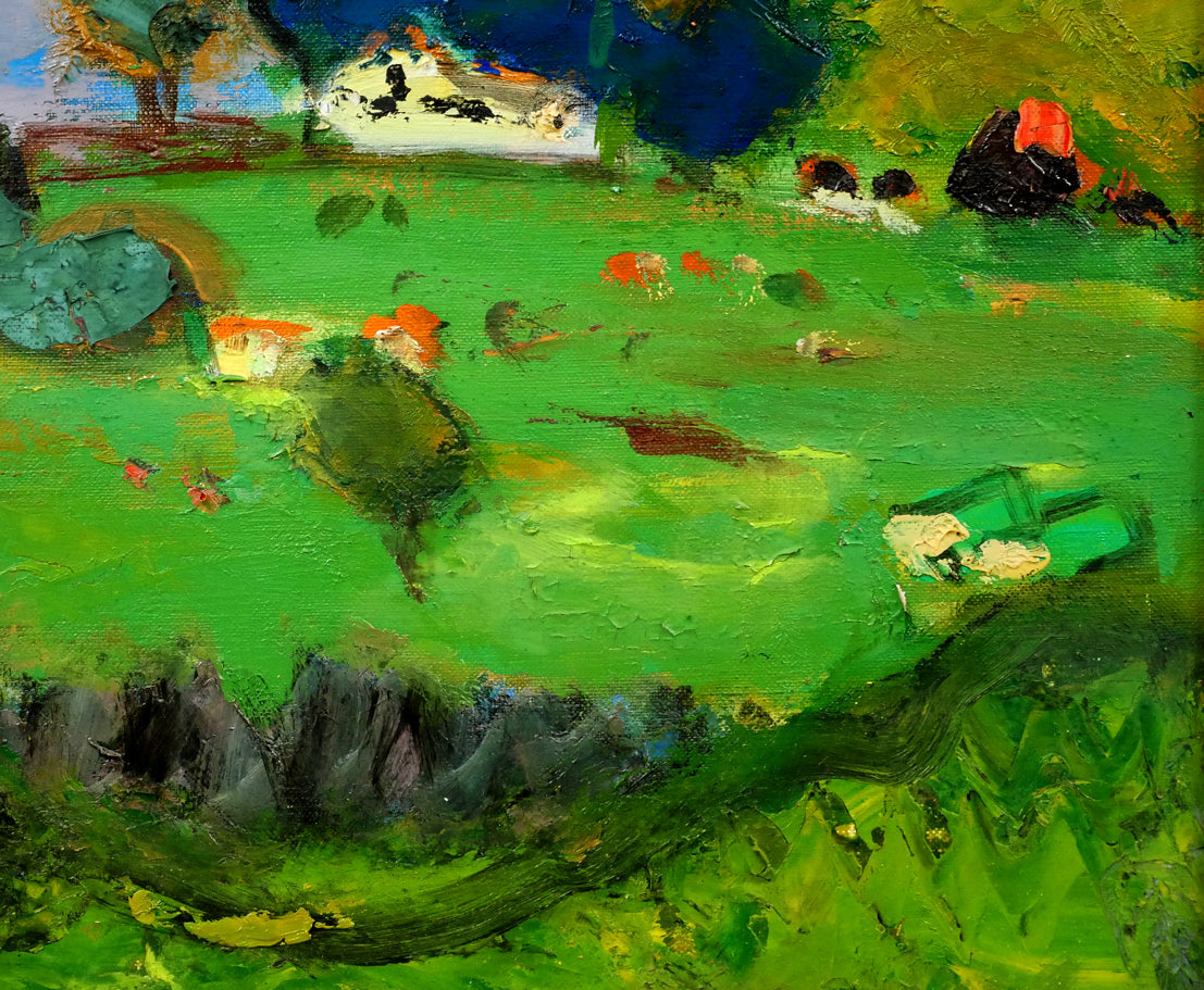 田辺三重松「野尻湖風景」油絵・F8号　拡大画像4