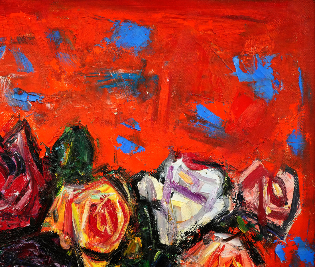 田中忠雄「ばら」油絵・F10号　拡大画像2