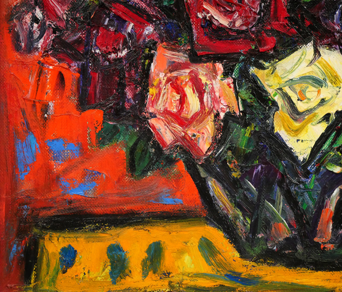 田中忠雄「ばら」油絵・F10号　拡大画像3