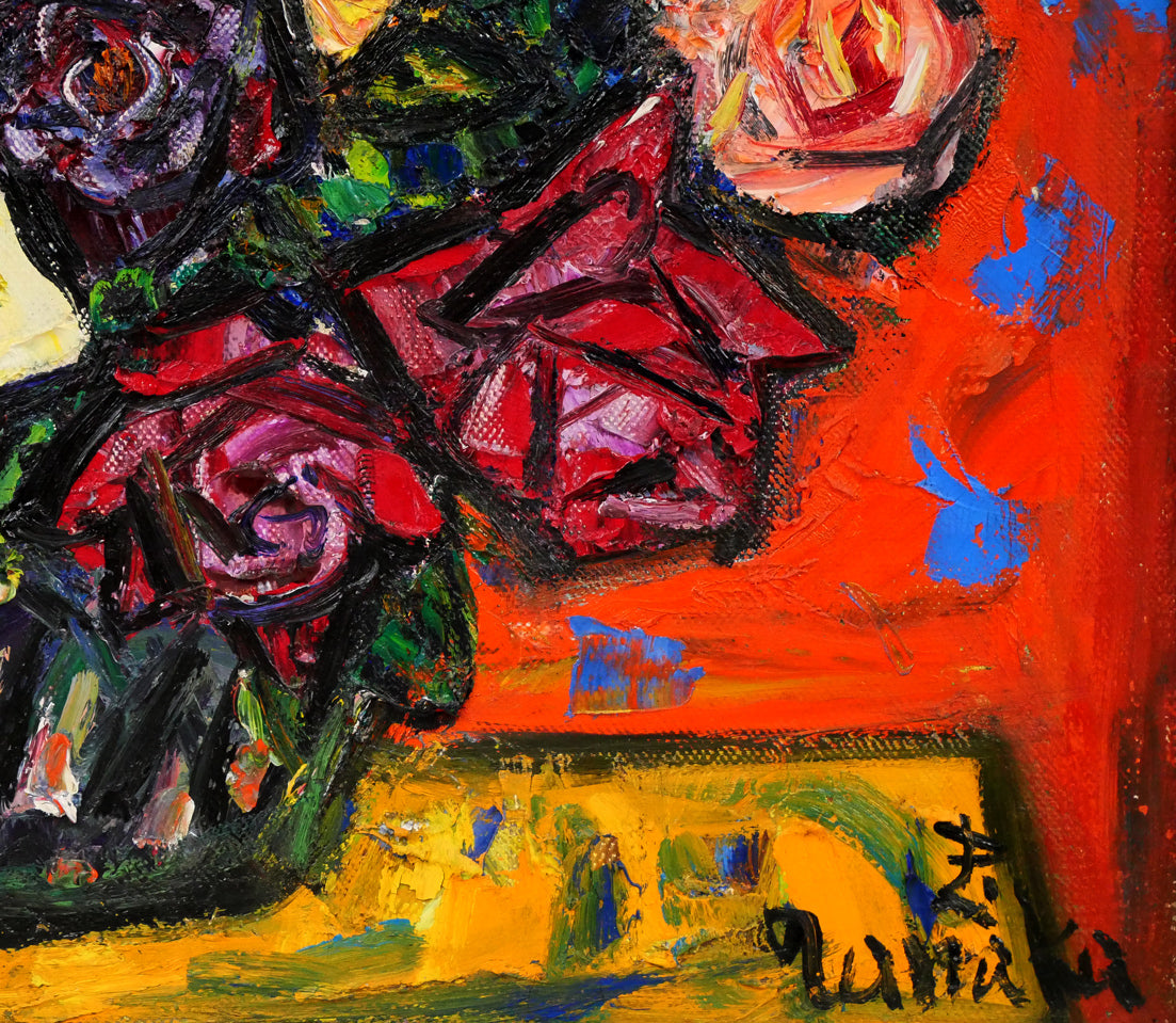 田中忠雄「ばら」油絵・F10号　拡大画像4