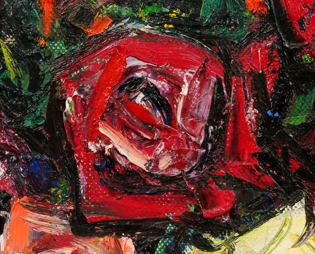 田中忠雄「ばら」油絵・F10号　拡大画像5