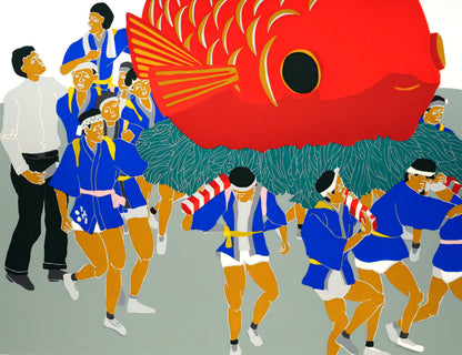 田中正秋「桑名の金魚祭り（三重）」シルクスクリーン版画　拡大画像2