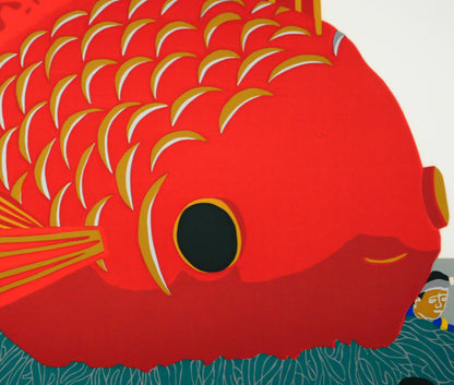田中正秋「桑名の金魚祭り（三重）」シルクスクリーン版画　拡大画像4