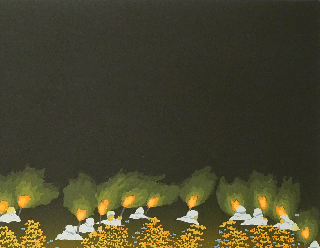 田中正秋「白浜海女まつり（千葉県・松明トーチ）」版画　拡大画像2