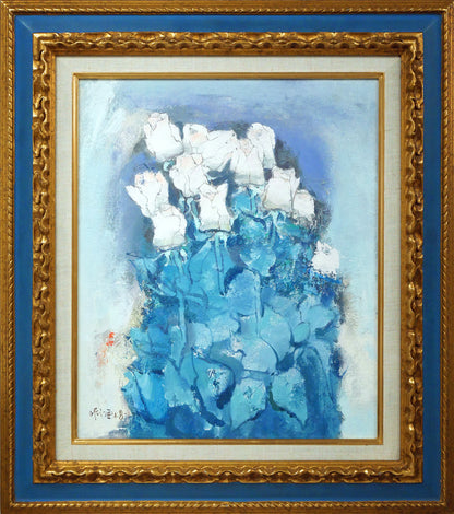 田中亜木男「聚花」油絵・F8号