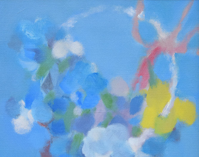 田中岑「三色菫」油絵・F3号　拡大画像1