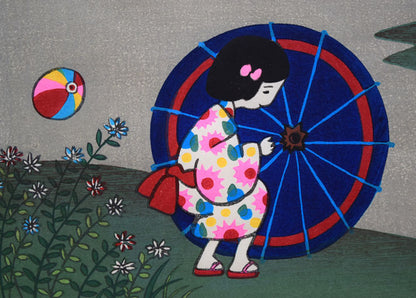 谷内六郎「かくれんぼ」木版画　拡大画像3