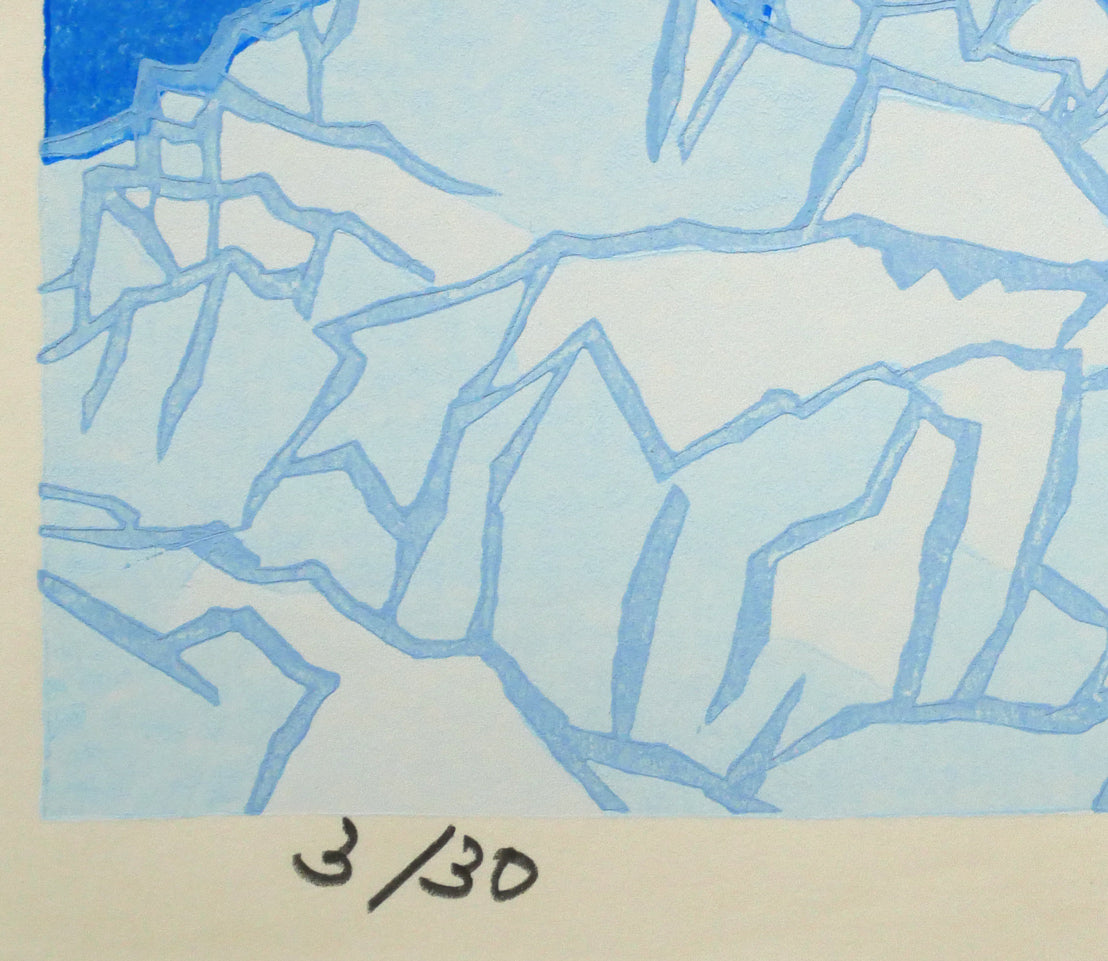 谷内正遠「鶴（流氷）」木版画　限定番号（ed,3/30）