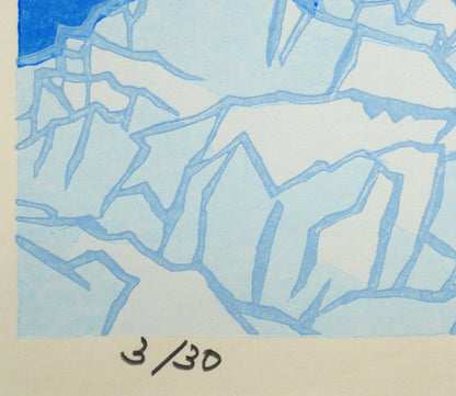 谷内正遠「鶴（流氷）」木版画　限定番号（ed,3/30）