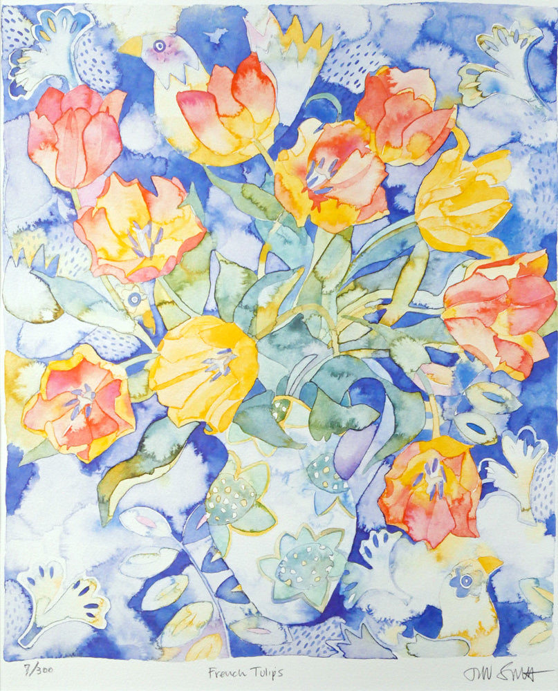 タニヤ　ショート（TANYA　SHORT）「French　Tulips」リトグラフ　作品全体画像