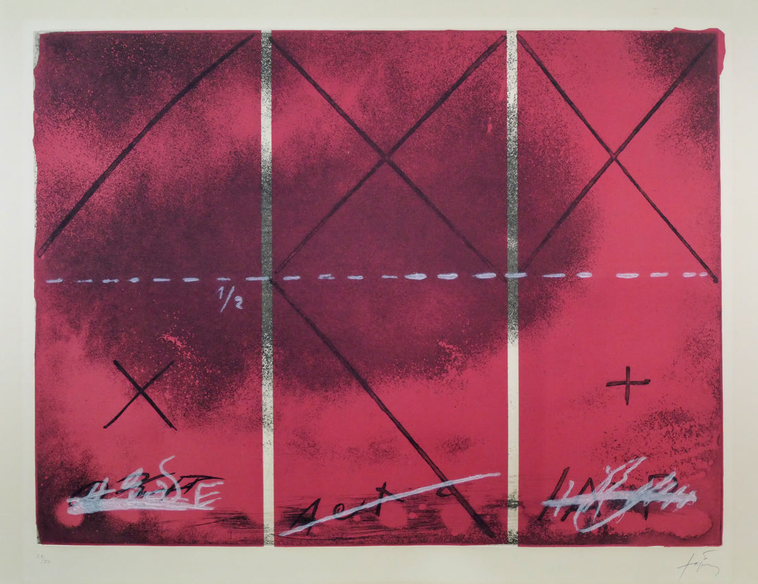 アントニ・タピエス（Antoni　Tapies）「Triptyque.1976」カラーエッチング（銅版画）　作品全体拡大画像