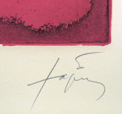 アントニ・タピエス（Antoni　Tapies）「Triptyque.1976」カラーエッチング（銅版画）　本人直筆鉛筆サイン画像
