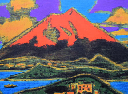 田崎広助「箱根朱富士」リトグラフ　拡大画像2