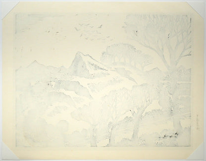 手島圭三郎「冬の顔」木版画　作品シート裏側画像