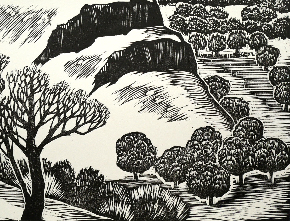 手島圭三郎「冬の顔」木版画　拡大画像4