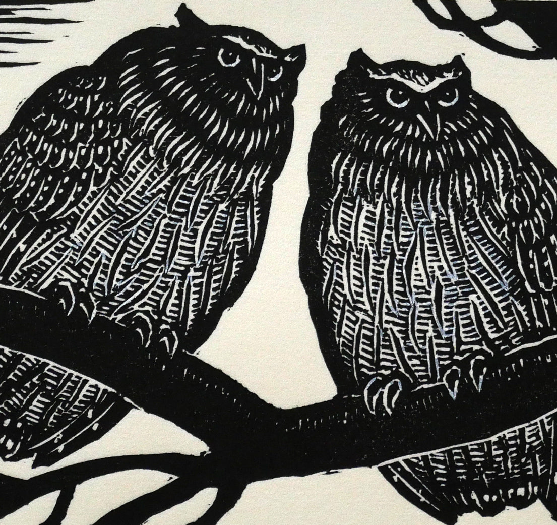 手島圭三郎「昼の月」木版画　拡大画像2