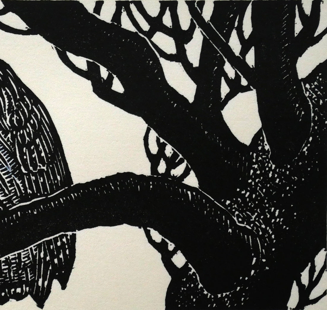 手島圭三郎「昼の月」木版画　拡大画像3