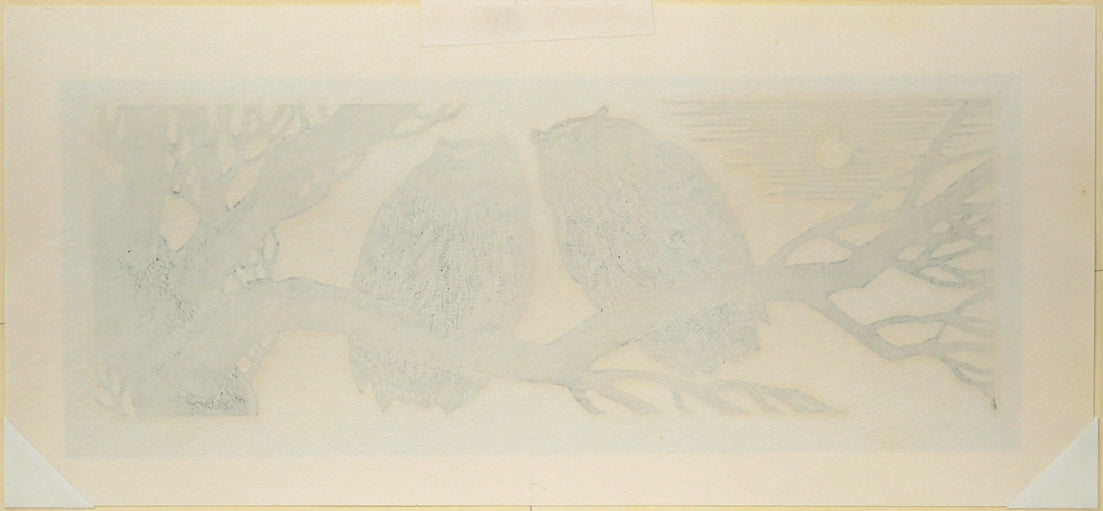 手島圭三郎「昼の月」木版画　作品シート裏側画像