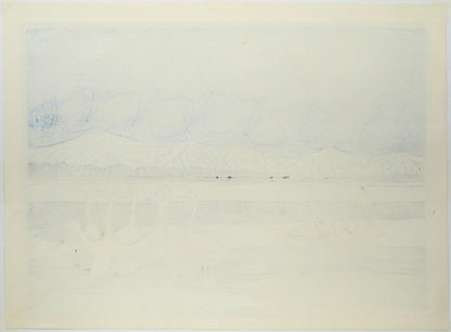 手島圭三郎「おおはくちょうのそら原画」木版画　作品シート裏側画像