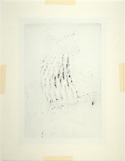 手島圭三郎「しまふくろう」木版画　作品シート裏側画像