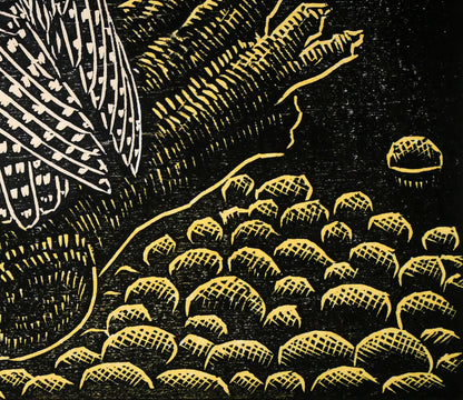 手島圭三郎「しまふくろう流木」木版画　拡大画像6