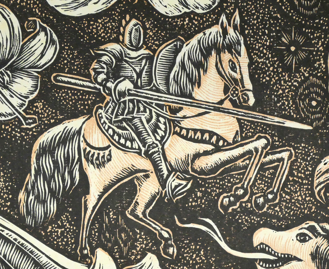 手島圭三郎「白ゆりの幻想」木版画　拡大画像7