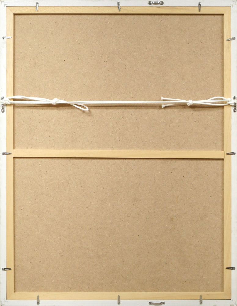 手島圭三郎「白ゆりの幻想」木版画　額縁裏側画像